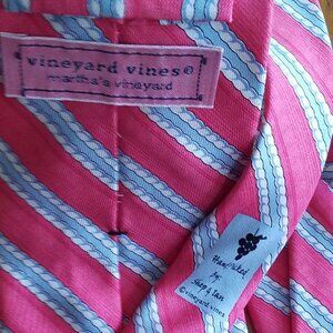 Vineyard Vines 100% Silk Tie – Nautical Rope Print – Salmon Pink, Made in USA